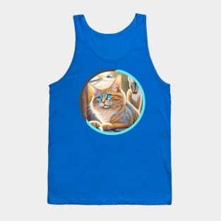 Blue Eyed Orange Kitty Tank Top